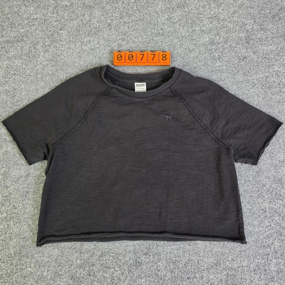 Y2K PINK Black Cropped T-Shirt Size Small